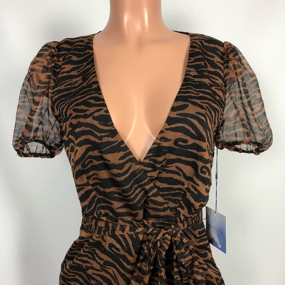 Majorelle Brin Dress Brown Zebra Mini Short Sleeve - Picture 4 of 8